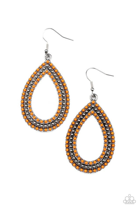 Tear Tracks - Orange - Paparazzi Earring Image