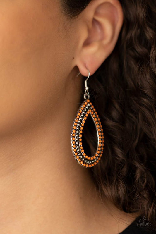 Tear Tracks - Orange - Paparazzi Earring Image