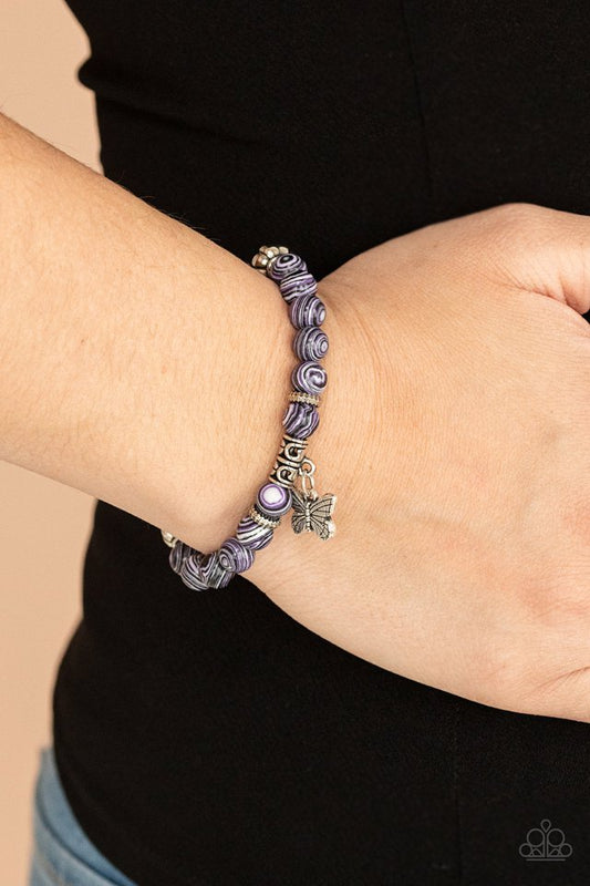 Butterfly Wishes​ - Purple - Paparazzi Bracelet Image