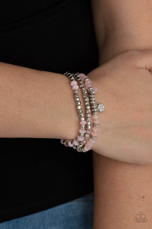 Glacial Glimmer - Pink - Paparazzi Bracelet Image