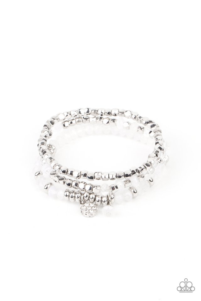 ​Glacial Glimmer - White - Paparazzi Bracelet Image