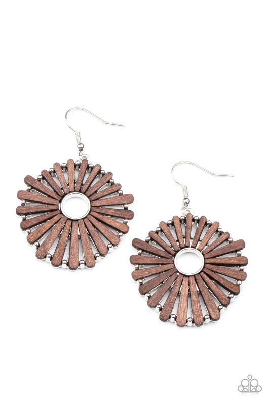 Paparazzi Earring ~ SPOKE Too Soon - Brown