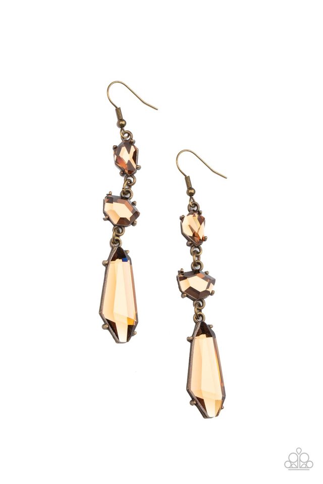 Sophisticated Smolder - Brass - Paparazzi Earring Image