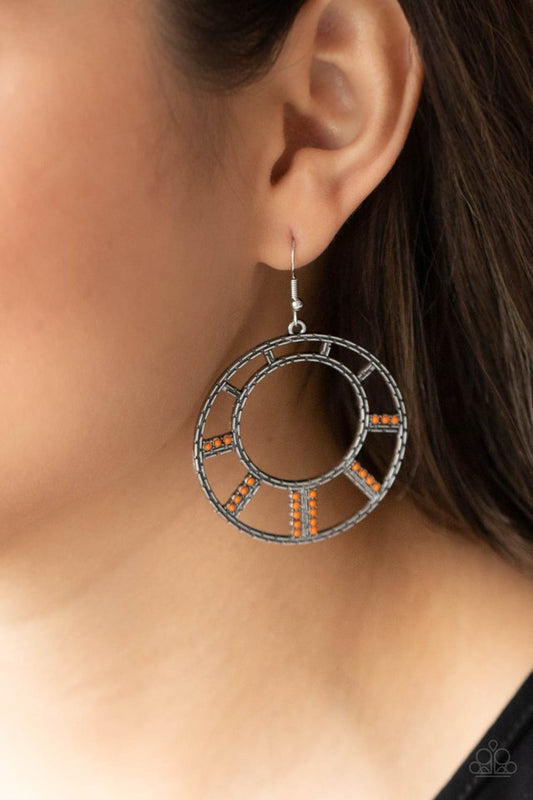 ​Fleek Fortress - Orange - Paparazzi Earring Image