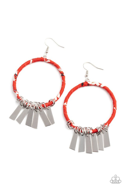 Garden Chimes - Red - Paparazzi Earring Image