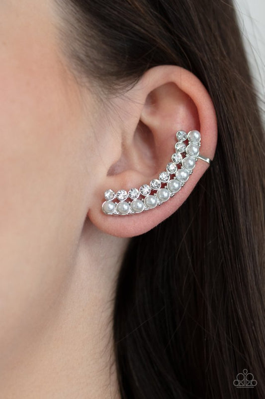 Doubled Down On Dazzle - White - Paparazzi Earring Image