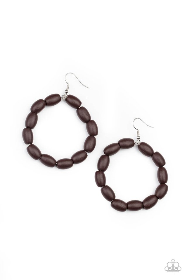 Living The WOOD Life - Brown - Paparazzi Earring Image