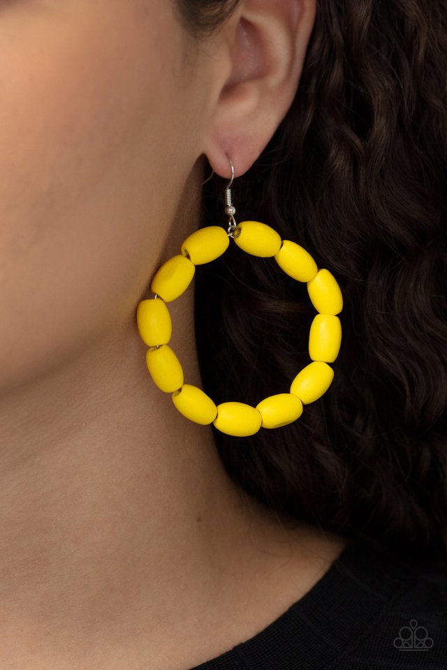 Living The WOOD Life - Yellow - Paparazzi Earring Image