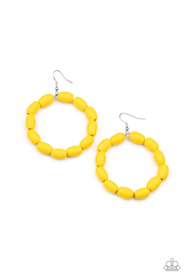 Living The WOOD Life - Yellow - Paparazzi Earring Image