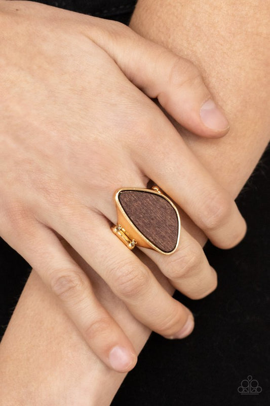 Perfectly Petrified - Gold - Paparazzi Ring Image