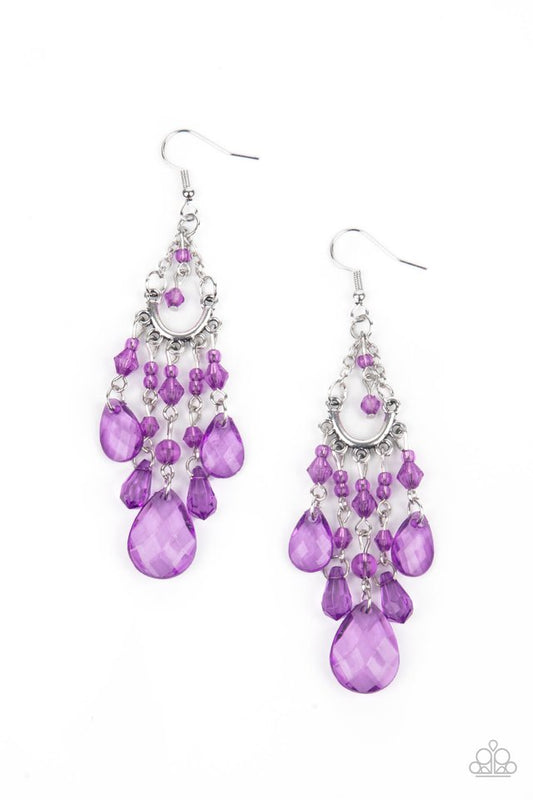 ​Paid Vacation - Purple - Paparazzi Earring Image