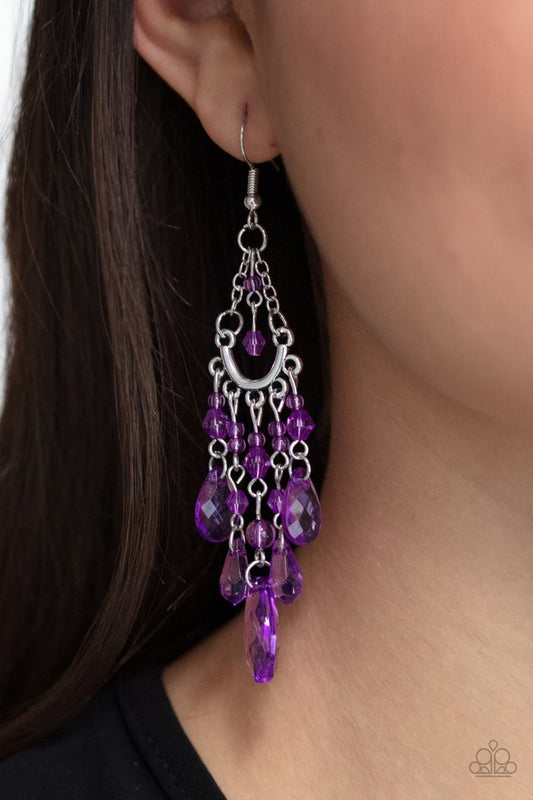 ​Paid Vacation - Purple - Paparazzi Earring Image