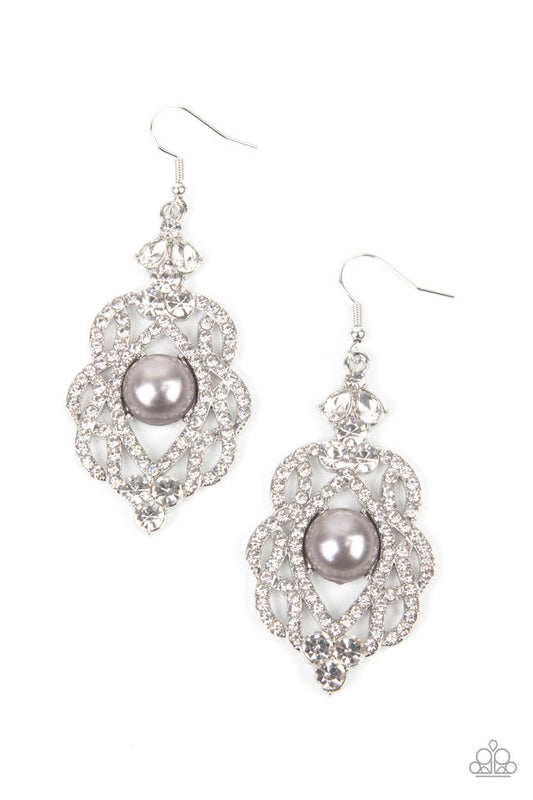 ​Rhinestone Renaissance - Silver - Paparazzi Earring Image