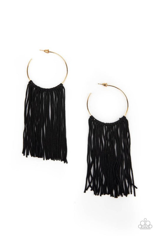 ​Flauntable Fringe - Gold - Paparazzi Earring Image