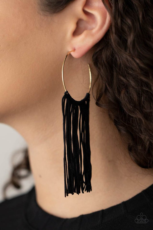 ​Flauntable Fringe - Gold - Paparazzi Earring Image