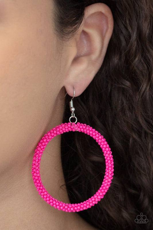 Beauty and the BEACH - Pink - Paparazzi Earring Image