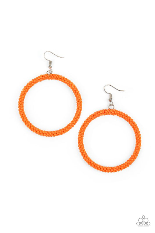 Beauty and the BEACH - Orange - Paparazzi Earring Image