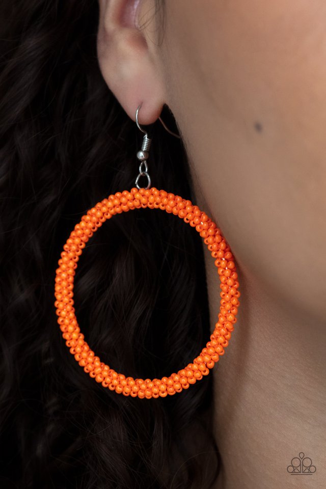 Beauty and the BEACH - Orange - Paparazzi Earring Image