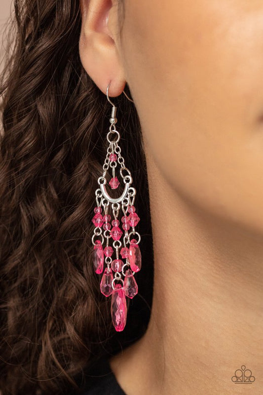 Paid Vacation - Pink - Paparazzi Earring Image