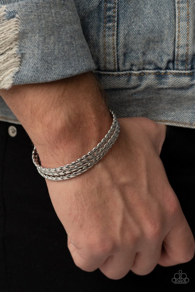 ​Line of Scrimmage - Silver - Paparazzi Bracelet Image