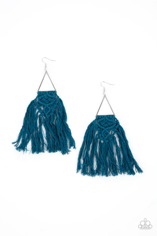 Pendiente Paparazzi ~ Macramé moderno - Azul