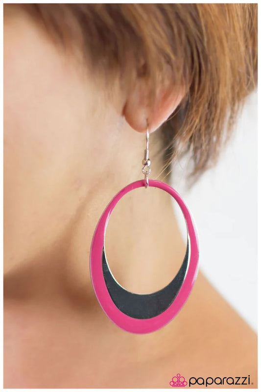 Paparazzi Earring ~ Rock the Cradle - Pink