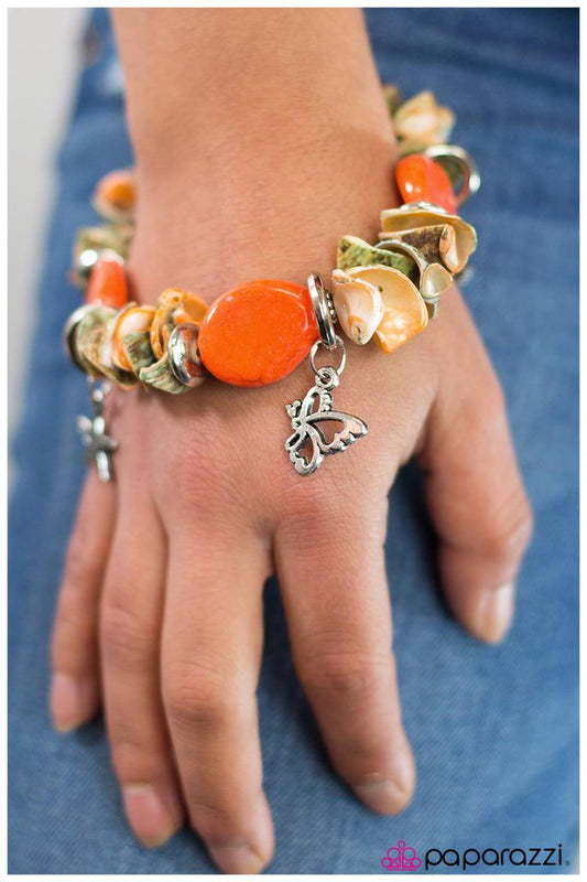 Pulsera Paparazzi ~ SHELL ¿Bailamos? - Naranja