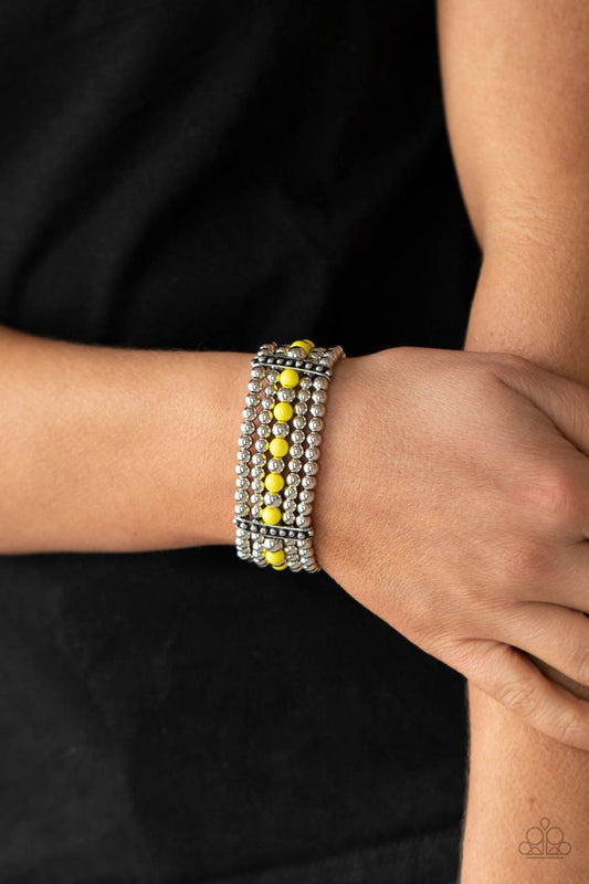 Gloss Over The Details - Yellow - Paparazzi Bracelet Image