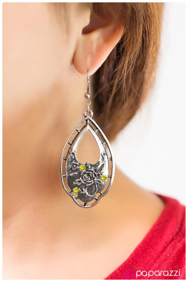 Paparazzi Earring ~ Decorated Detail - Yellow