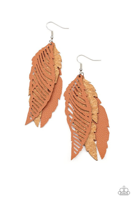 ​WINGING Off The Hook - Brown - Paparazzi Earring Image