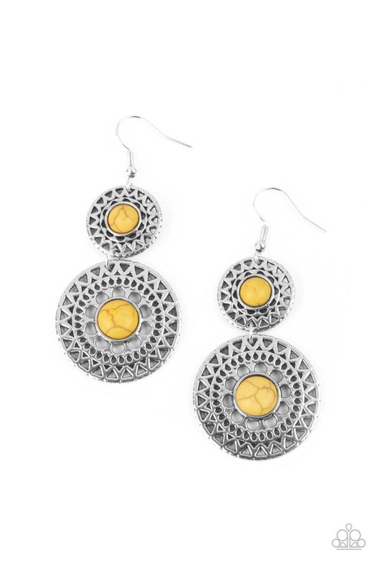 ​Sunny Sahara - Yellow - Paparazzi Earring Image