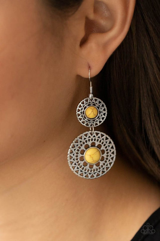 ​Sunny Sahara - Yellow - Paparazzi Earring Image