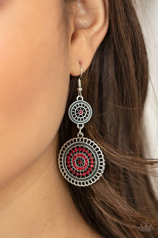 ​Bohemian Bedazzle - Red - Paparazzi Earring Image