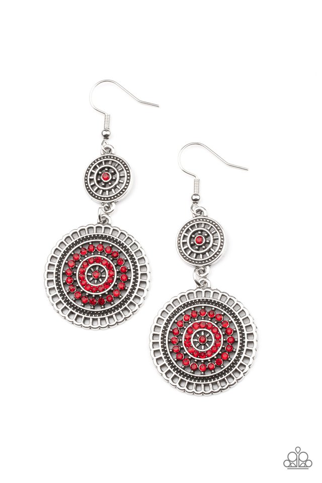 ​Bohemian Bedazzle - Red - Paparazzi Earring Image