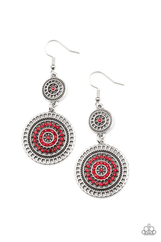 ​Bohemian Bedazzle - Red - Paparazzi Earring Image