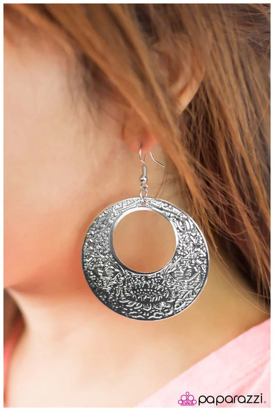 Paparazzi Earring ~ Jupiter Moon - Silver