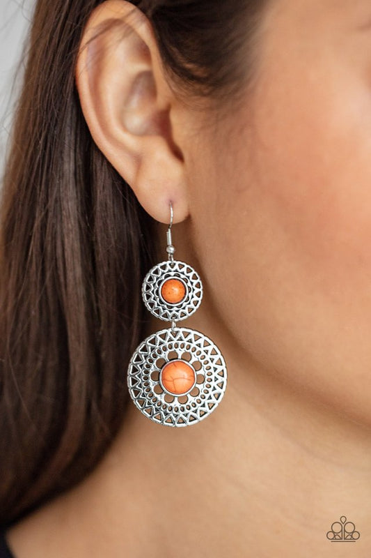 Sunny Sahara - Orange - Paparazzi Earring Image