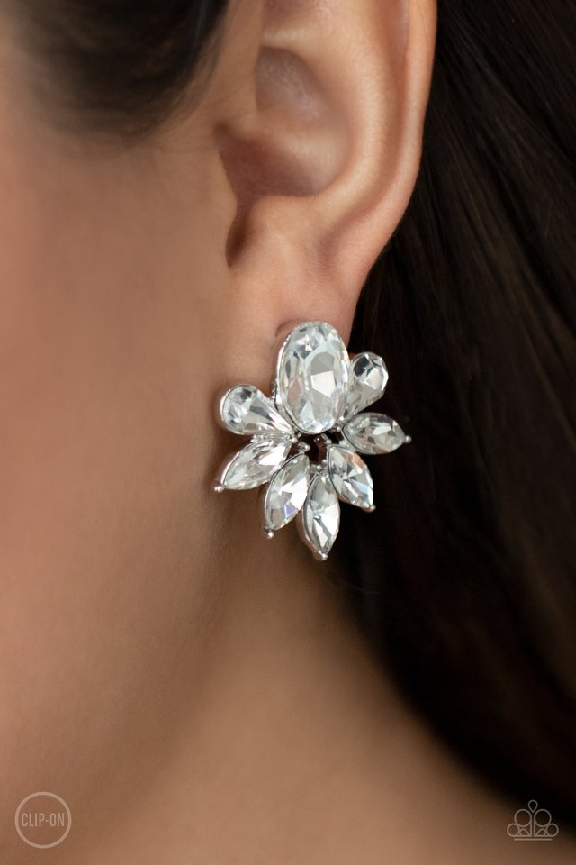 Fearless Finesse - White - Paparazzi Earring Image