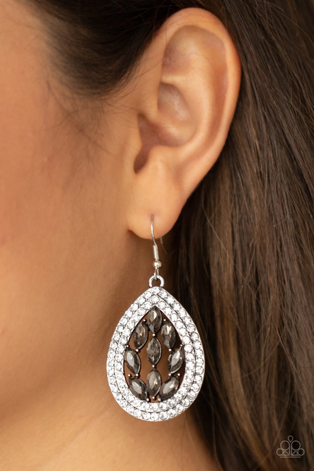 Encased Elegance - Silver - Paparazzi Earring Image