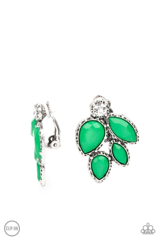 Fancy Foliage - Green - Paparazzi Earring Image