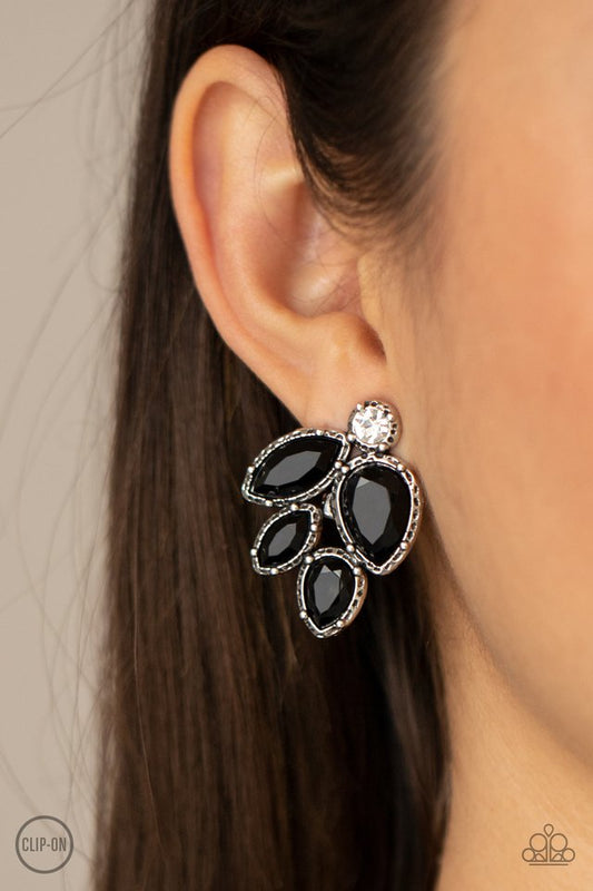 Fancy Foliage - Black - Paparazzi Earring Image