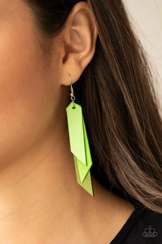 ​Suede Shade - Green - Paparazzi Earring Image