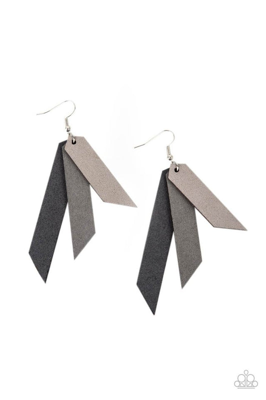 Suede Shade - Silver - Paparazzi Earring Image