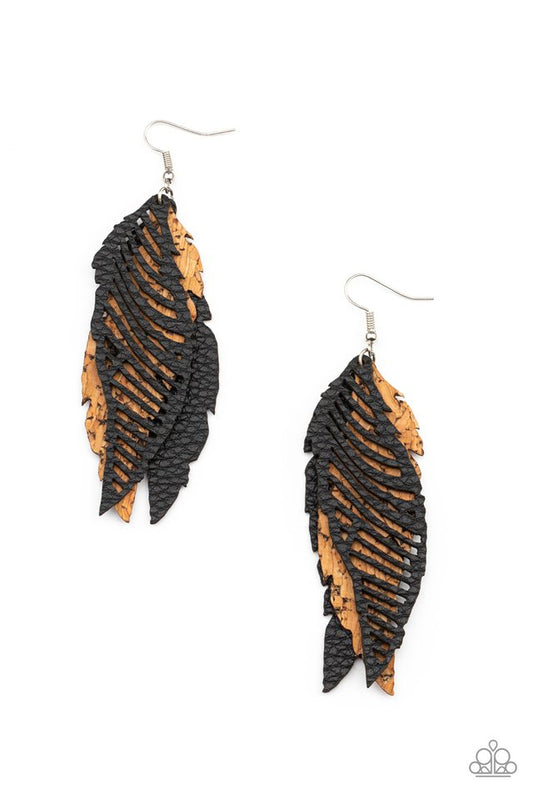 WINGING Off The Hook - Black - Paparazzi Earring Image