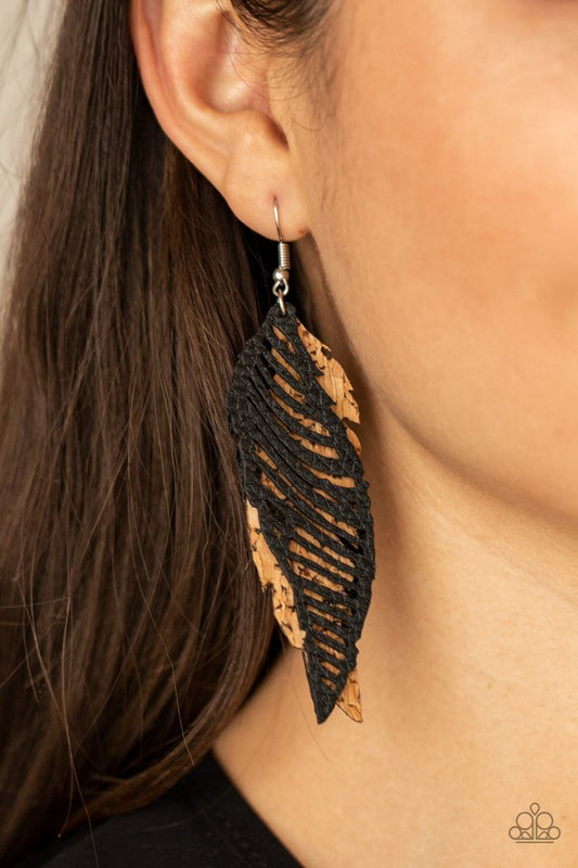 WINGING Off The Hook - Black - Paparazzi Earring Image