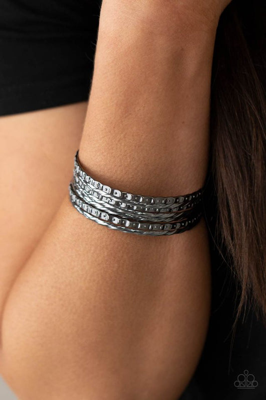 ​Back-To-Back Stacks - Black - Paparazzi Bracelet Image