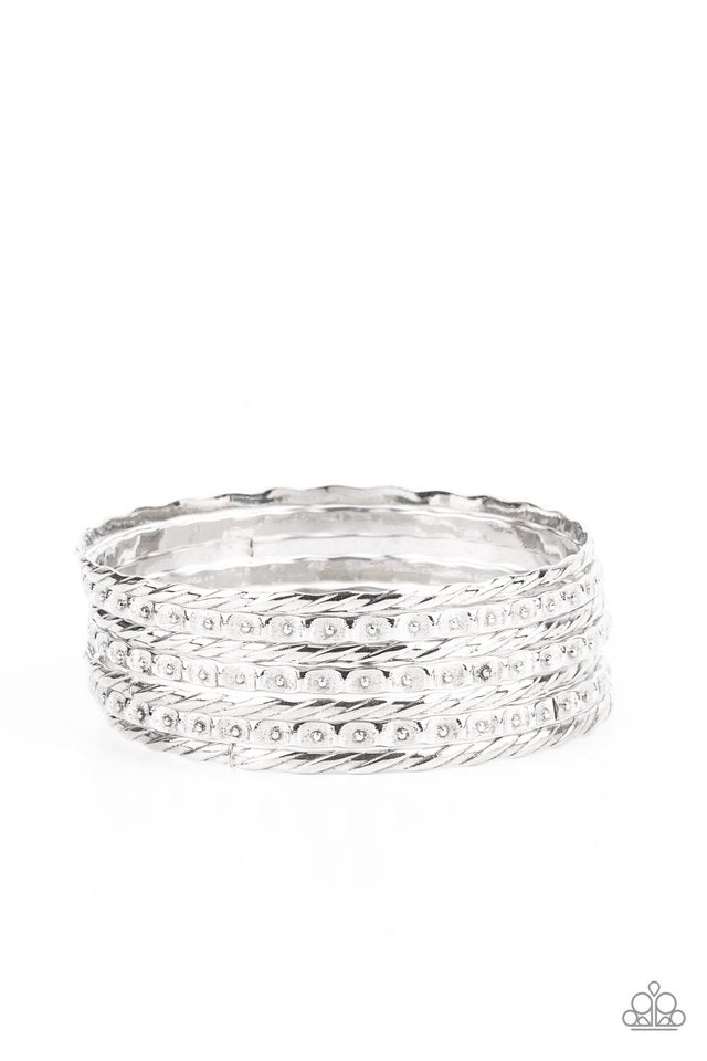 Back-To-Back Stacks - Silver - Paparazzi Bracelet Image