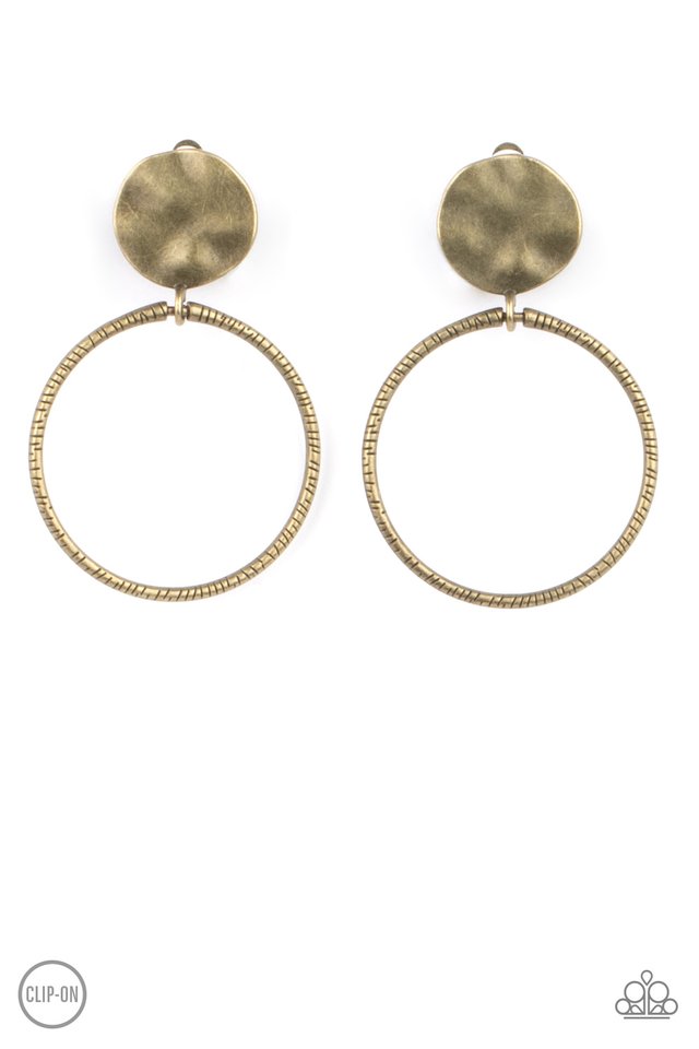 ​Undeniably Urban - Brass - Paparazzi Earring Image