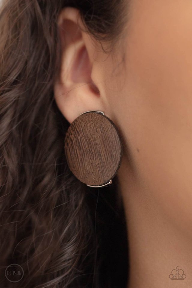WOODWORK It - Brown - Paparazzi Earring Image