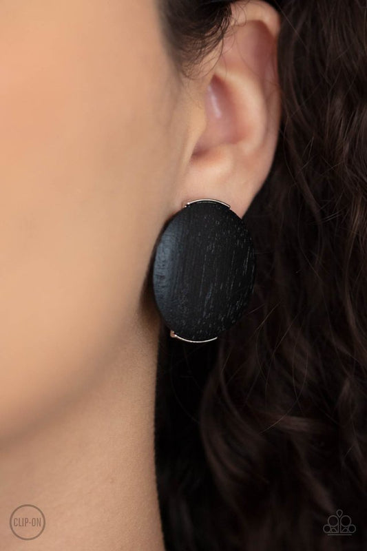 WOODWORK It - Black - Paparazzi Earring Image